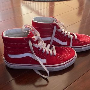 Red High top Vans, Great condition Size 8.5 Womens